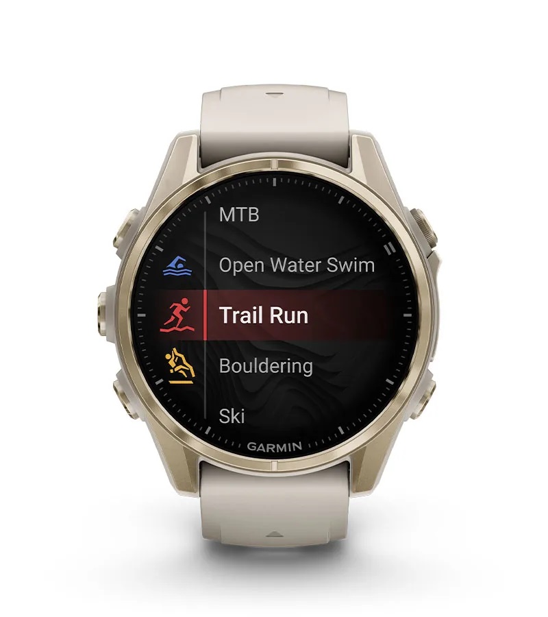 Умные часы Garmin Fenix 8, 43 мм, AMOLED, Sapphire soft gold stainless steel with fog gray leather band plus fog gray/dark sandstone silicone band