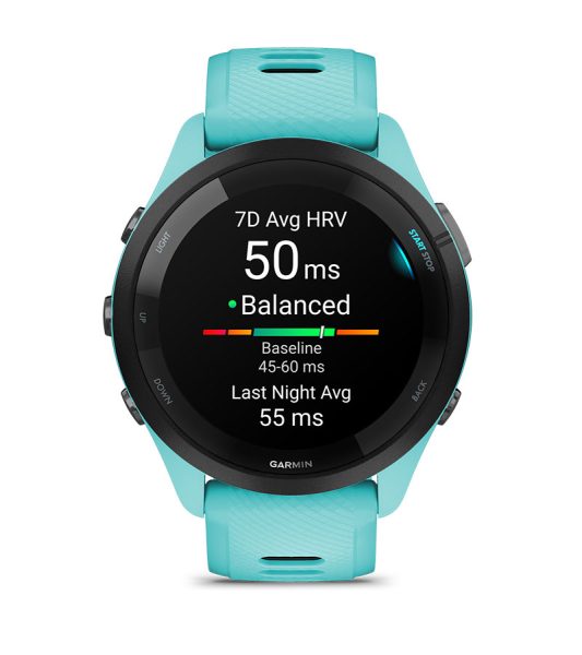Умные часы Garmin Forerunner 265 белые с бело-синим ремешком